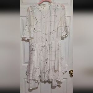 H&M Conscious Exclusive Printed Dress 36 4/6 Short Sleeve Tiered Skirt Oversized